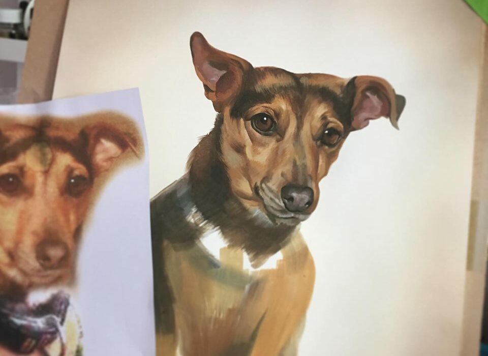 Painted Dog Portrait - Pet Portrait Artist Suffolk