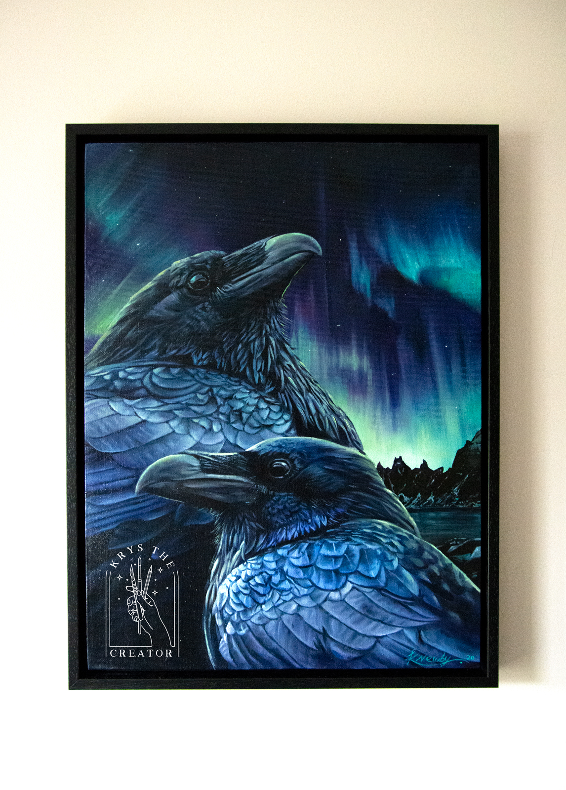 Odin's Ravens Painting 'The Messengers' Northern Lights