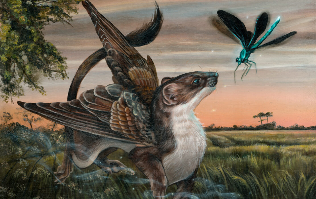 Field Of Dreams Fantasy Wildlife Oil Painting by British Wildlife Artist Krysten Newby