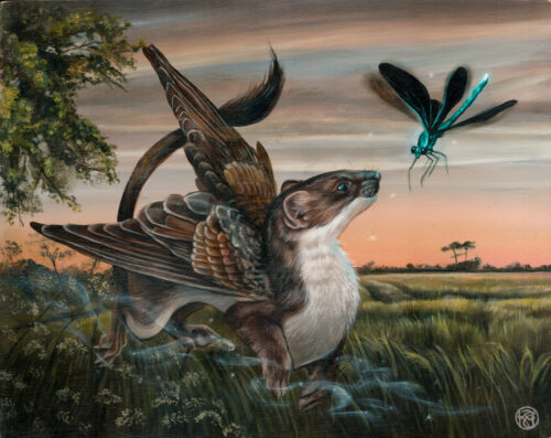 Field Of Dreams Fantasy Wildlife Oil Painting by British Wildlife Artist Krysten Newby