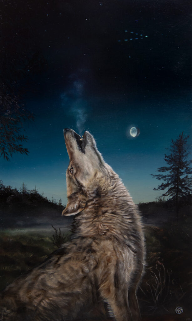 Original Wolf Oil Painting For Sale