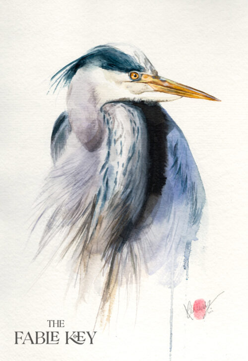 Heron Watercolour Painting For Sale