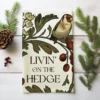Living on the Hedge Goldfinch and Hawthorn Tea Towel Inspired by UK Foraging Edible Plants