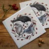 Winter wildlife Christmas card featuring redwing, fieldfare and blackbird on hawthorn berries